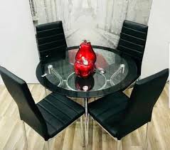 Pair any dining set choice with a hutch, and you'll have a space that is perfectly coordinated. Black Dining Table Set With 4 Chairs New 35 Round For Sale In Pompano Beach Fl 5miles Buy And Sell
