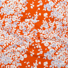 Maybe you would like to learn more about one of these? Bright Orange White And Royal Blue Floral Printed Lightweight Ponte Knit