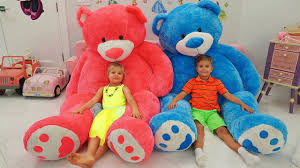 A teddy bear is a stuffed toy in the form of a bear. Diana And Roma Play With Giant Teddy Bears Youtube