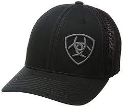 Men S Solid Black Corner Logo Black Cf12fv2mpxd Hats For Men Black Cap Ariat