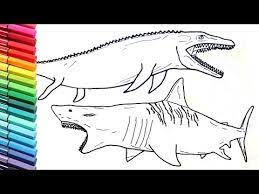 Megalodon Shark And Jurassic World Mosasaur Dinosaurs Color Pages Drawing And Coloring Lessons Dinosaur Coloring Pages Shark Coloring Pages Dinosaur Coloring This is a printable black and white colouring sheet. megalodon shark and jurassic world