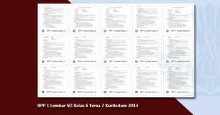 Tema 6 latihan by retnosatria123. Rpp 1 Lembar Sd Kelas 6 Tema 7 Kurikulum 2013 Berkas Edukasi