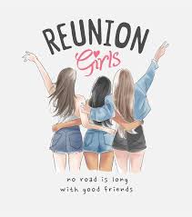 Slogan De Reuniao De Meninas Com Grupo De Meninas Adolescentes Desenhadas A Mao Vetor Premium