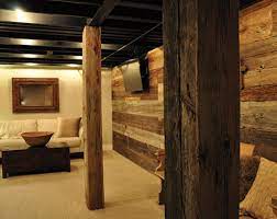 How To Hide Or Remove A Basement Support Post With Ideas Rustic Basement Diy Basement Basement Remodeling
