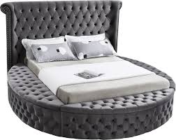 Dg casa lawson tufted upholstered platform bed frame with storage drawers nailhead trim headboard and full wooden slats, queen size in gray polyester blend fabric. Luxus Gray Full Size Bed Luxus Meridian Furniture Full Size Beds Velvet Upholstered Bed Upholstered Storage Meridian Furniture