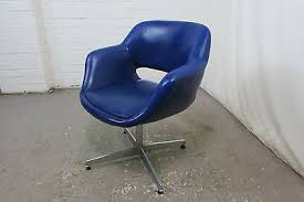 Blue Vinyl Retro Swivel Chair 60s 70s Vintage Original Designer Office Home Work Chair Swivel Chair 60s Chair