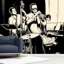 The original 1940s radio station (swing). Jazz Schwarz Weiss Tapete Wallsauce De
