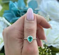 Paraiba Tourmaline Pear Halo Ring: CZ Diamond, Sterling Silver Art Deco -  Etsy