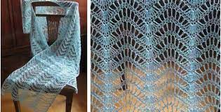Westbrook's free crochet lacy feather and fan pattern on ravelry. Lacy Feather N Fan Knitted Wrap Free Crochet Pattern