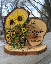 Personalizzato Floral Design Wedding Cake Topper Per In 2020 Wood Slice Crafts Wood Slice Art Wood Crafts