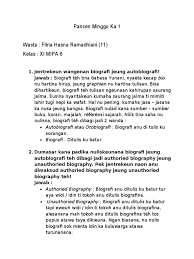 Tulisan ngeunaan kahirupan saurang jalma disebut. Pancen Minggu Ka 1