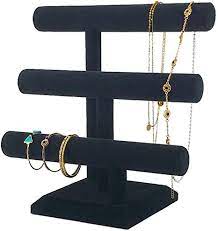 Maybe you would like to learn more about one of these? Amazon Com 7th Velvet Jewelry Organizer Display Stand With 3 Tier Necklace Bracelet And Watch Holder Display Stand Black Velvet T Bar Table Top Jewelry Tower Thin Roll Home Kitchen