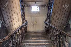 Some covers also conceal the old step risers, the vertical boards between the treads. Old Wooden Staircase Railing Handrails Balusters And Stair Stock Photo Picture And Royalty Free Image Image 53208981