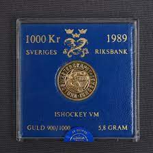 Tre kronor är mitt favoritlag i alla sporter. Guldmynt 1000 Kr Sverige Ishockey Vm 1989 Mynt Medaljer Frimarken Mynt Auctionet