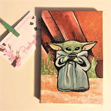 Baby Yoda Painting Disney Art Star Wars Art Drawings Yoda Art Art