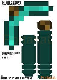Diy Paper Craft 2020 Minecraft Printables Minecraft Diamond Pickaxe Papercraft Templates