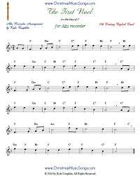 The Christmas Carol The First Noel For Alto Recorder In The Key Of F Records Songs Alto