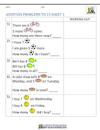 Designed on letter size paper and uploaded as a pdf. 1st Grade Addition Word Problems