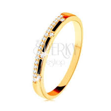 Plain 9ct gold ear cuff, helix, 9k solid yellow gold, red gold or white gold ear wrap, ear jacket, trend 9 carat minimal helix, hex earcuff. Ring Made Of Yellow 9k Gold Strips Of Black Glaze Clear Zircon Line Jewelry Eshop