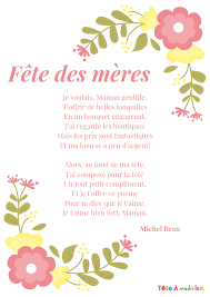 Je cherche un poème pour l'anniversaire du mari de mon amie qui fête ses 50ans.mercidameta. Fete Des Meres Un Poeme Pour Maman Avec Tete A Modeler