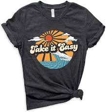 Amazon Com Classy Mood Take It Easy 70 S Retro Style Graphic Shirt Outdoors Camping V Neck T Shirt Clothing Shoes Jewelry