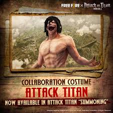 Free fire x attack on titan merupakan event besar hasil kolaborasi antara ff dengan anime ternama, nah mungkin sama dengan opm atau kolaborasi event lannya. Free Fire North America On Twitter The Attack Titan S Appearance Is Yours For The Taking Unleash Your Rage On Your Enemies And Fight For Freedom With This New Bundle Now Available In Game
