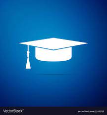Graduation Cap Icon Isolated On Blue Background Graduation Hat With Tassel Icon Flat Design Vector Illustration Downlo Blue Backgrounds Graduation Cap Blue