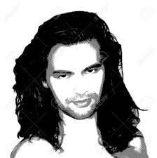 A few strands of the hair will be let Portrait Young Hypnotic Sexy Guy Black And White With Long Hair Royalty Free Cliparts Vectors And Stock Illustration Image 16818901