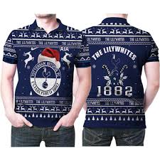 Tottenham Hotspur Fc The Lilywhites Since 1882 Christmas Ugly Christmas 3D  All Over Print Polo Shirt - Bluefink