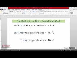 Use a symbol or keyboard shortcut to add a degree symbol when you show temperatures or measurements want to use the degree symbol in microsoft word? Insert Degree Symbol In Ms Word Youtube
