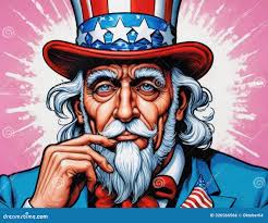 Cartoon Uncle Sam. Using Blue, Red and White Colors. Sad Uncle Sam Stock  Illustration