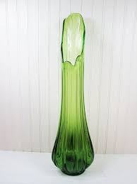 Vintage Viking Green Swung Glass Vase 22 Tall Stretch Etsy Glass Vase Vase Glass