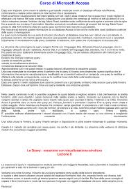 Corso Di Microsoft Access Le Query Docu Plus