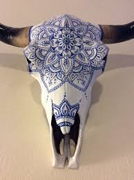 Unique Hand Painted Bull Skull Cow Skull Decor Painted Cow Skulls Cow Skull Art