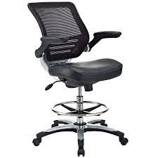 lexmod edge office drafting chair with feet ring mesh back and black leatherette seat drafting chair office chair reception desk chairs