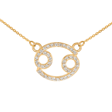 The sign of cancer sign is all about home. 14k Gold Cancer Zodiac Sign Diamond Necklace
