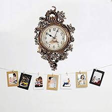 Wooden Wall Clock Nostalgic Wall Chart Creative Twine Clips