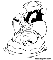 Baby looney tunes coloring pages. Printable Baby Looney Tunes Baby Sylvester Coloring Pages