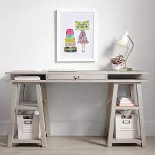 Vasagle computer desk with drawers, writing study desk with file cabinet, pc desk for home office, industrial style, rustic brown and black ulwd052b01. Customize It Storage Trestle Desk Pottery Barn Teen