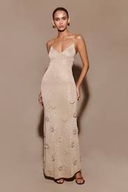 Suki Metallic Knit Maxi Dress / Gold | Meshki | L