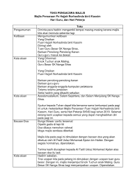 Teks juruacara majlis perasmian penutupan minggu aktiviti sekolah rendah kebangsaan lati, pasir mas sesi 2008. Contoh Teks Pengacara Majlis Pdf