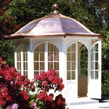 Teehaus Gloriette 8eckig 3m Durchmesser Vorgefertigte Wandelemente Mit Aufgesetzten Schmuckelementen 7 Stuck Rundbogenfenster Doppel Kupferdach Teehaus Dach