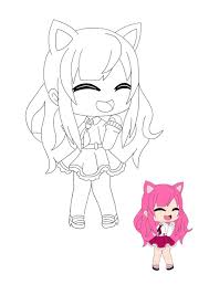 Kawaii Chan Girl Coloring Page With Sample In 2020 Coloring Pages People Coloring Pages Free Printable Coloring