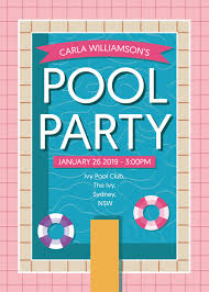 Pool Party Birthday Invitations