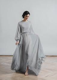 Grey Wedding Dress Nirvana Boho Bridal Gown Chiffon Skirt Etsy In 2020 Grey Wedding Dress Stylish Dresses Simple Dresses