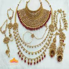 Chitrali Red Polki Bridal Set Indian Bridal Jewelry Sets Bridal Fashion Jewelry Wedding Jewelry Sets Bridal Jewellery