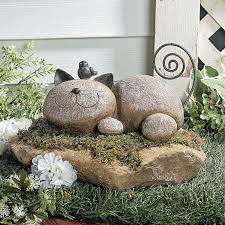 gatito de piedra para alegrar el jardin 돌 예술 정원 예술 공예