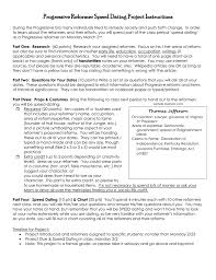 Speed dating is all about making a great first impression in a matter of minutes. Progressive Reformer Speed Dating Project Instructions