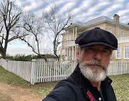 It's shaped like a bicycle's handlebar and is famous for the twist at the end of the mustache. Pierce Brosnan The Mc Cullough Ranch Season Two The Son Morning Rehearsals Facebook