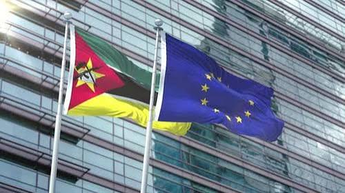 Mozambique and European Union Flags Waving Against Modern Building,  Backgrounds Motion Graphics ft. Mozambique & EU - Envato